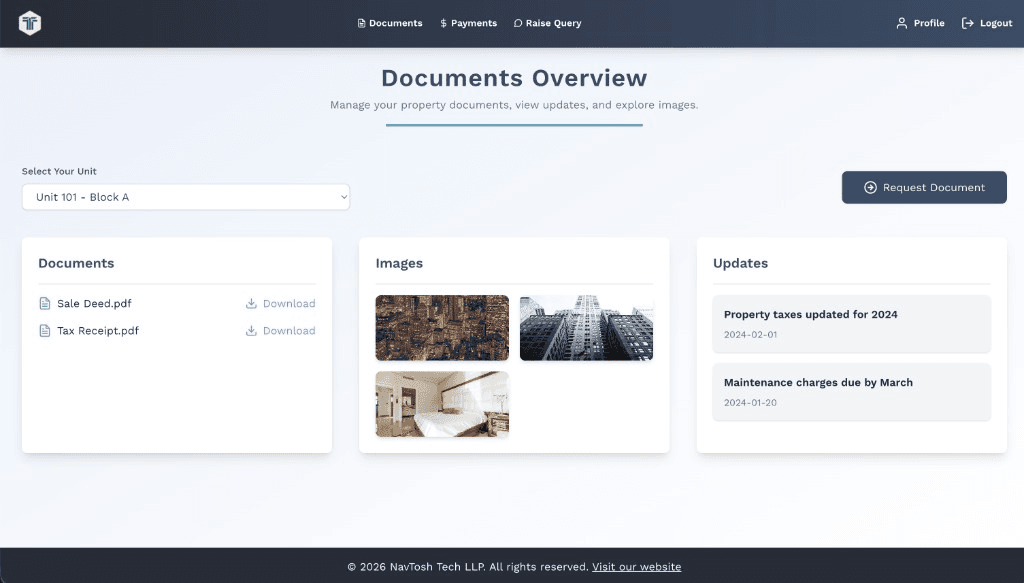 Customer portal — Documents, images & updates