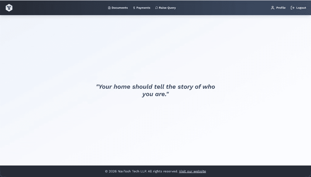 Customer portal — Home with quote