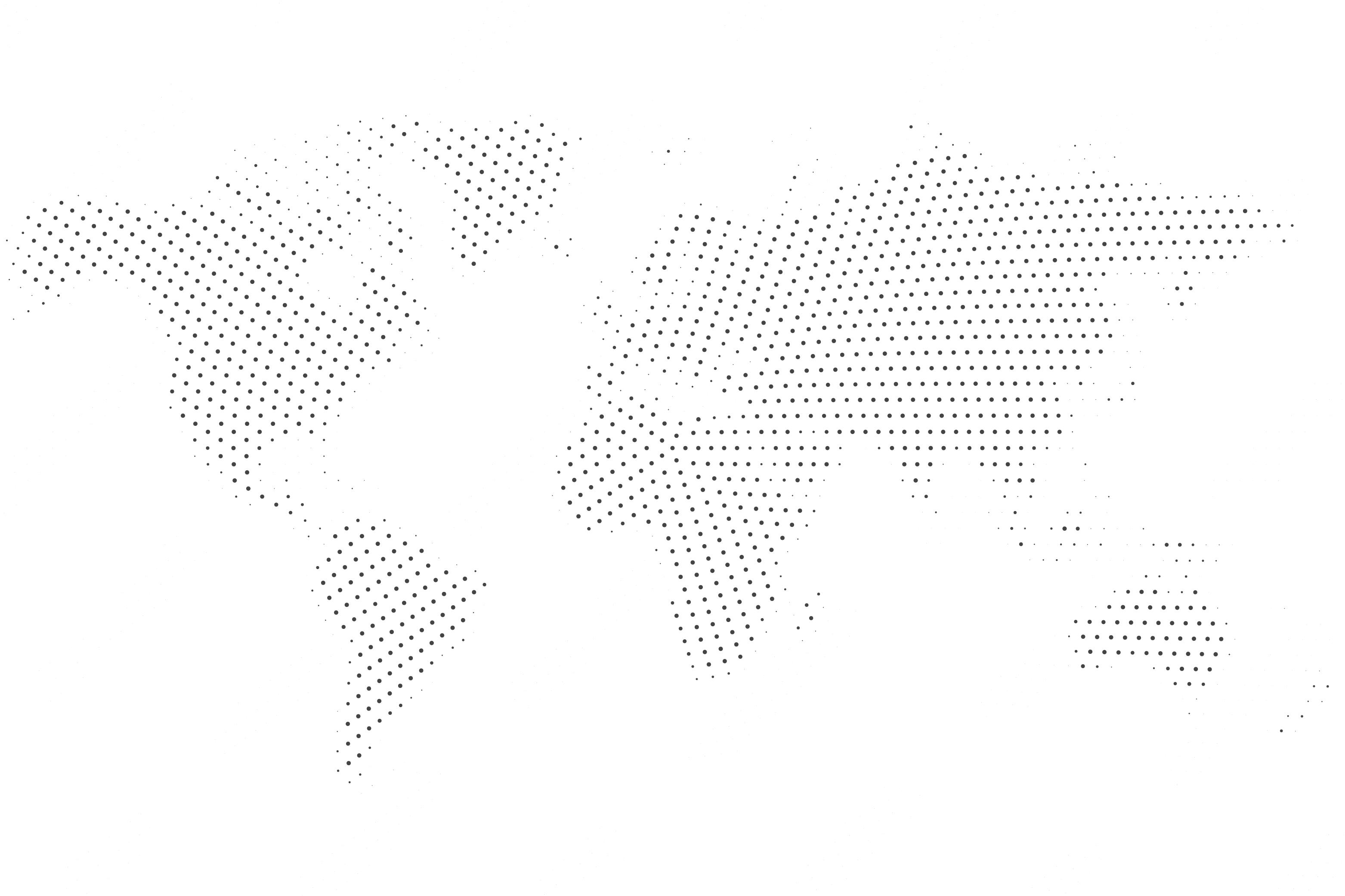 World map with client locations in the United States, India and South Africa